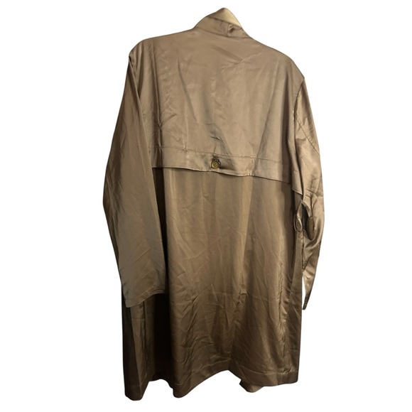 Rebdolls Plus Size 2X Satin Wide Lapel Duster Coat - Brown - Picture 3 of 13